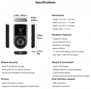 Dcent Wallet - hardware specifications