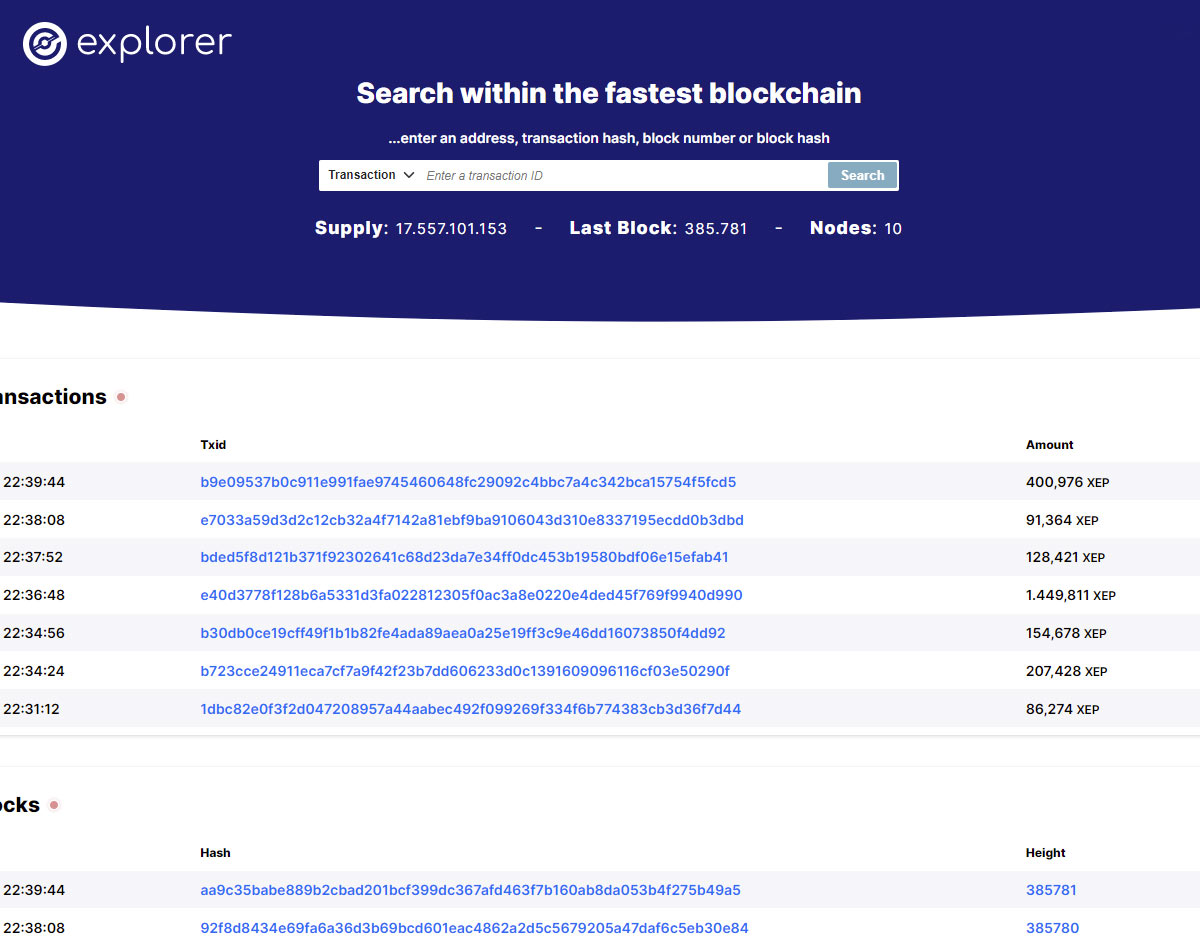 Electra Protocol blockchain - XEP Explorer