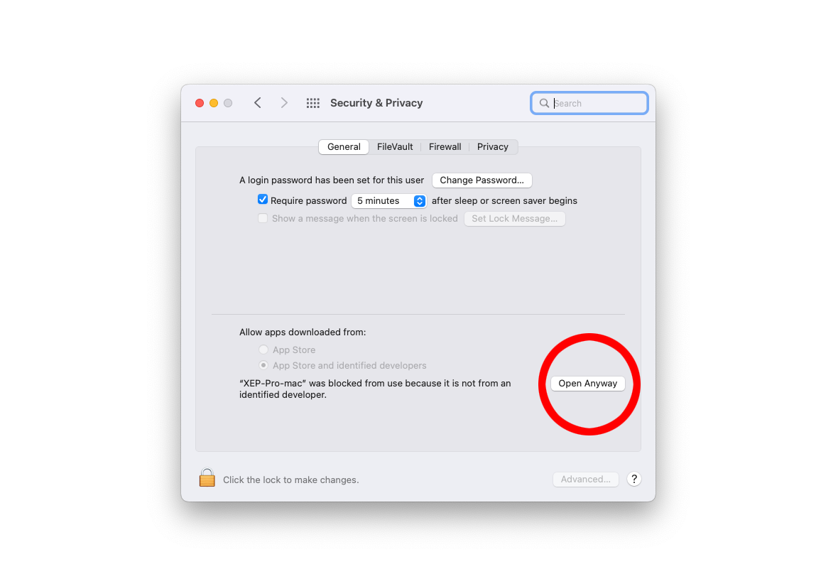 XEP Pro Wallet - Security & Privacy - Open Anyway - Apple - Mac - MacOS